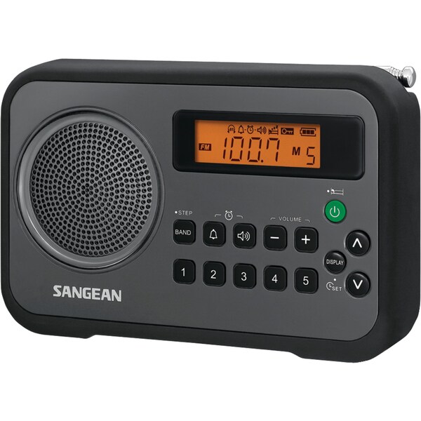 Sangean AM/FM Digital Portable Receiver with Alarm Clock (Black) PR-D18BK